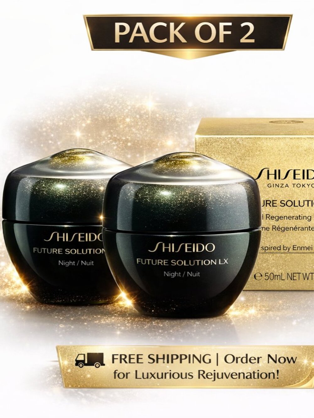 2 Pack Shiseido Future Solution LX Total Regenerating Cream 50 ml/1.7 oz